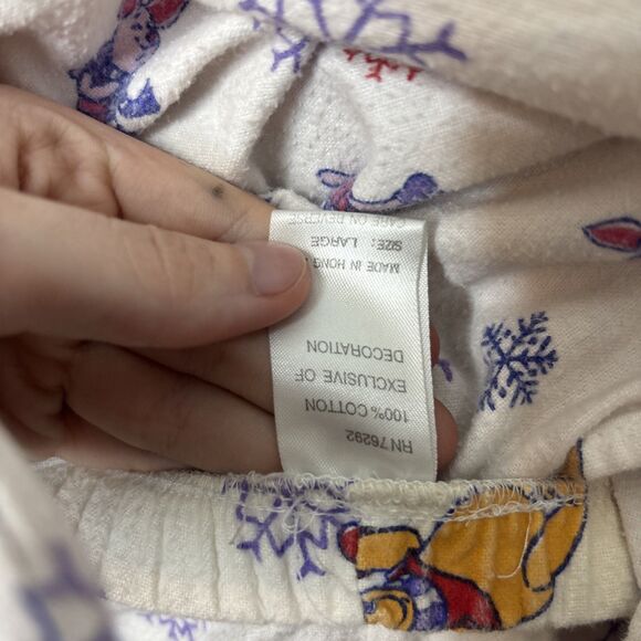 Pooh Vintage Large Winter Pajama Set 100 Percent Cotton Red Trim Disney Sleep - Picture 4 of 8